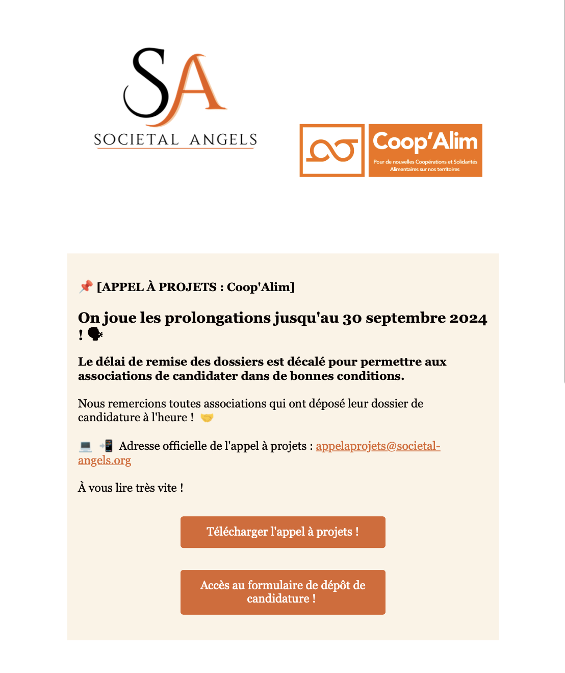 Aperçu de l'infolettre envoyée en février 2024 par Societal Angels